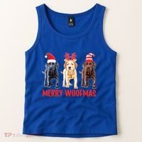 Black Yellow Chocolate Lab Christmas Labrador Merry Woofmas Gift Tank Top thumb 2