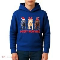 Black Yellow Chocolate Lab Christmas Labrador Merry Woofmas Gift Kids Hoodie thumb 4