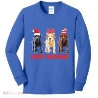 Black Yellow Chocolate Lab Christmas Labrador Merry Woofmas Gift Kids Long Sleeve Shirt thumb 0