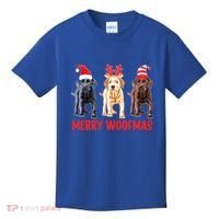 Black Yellow Chocolate Lab Christmas Labrador Merry Woofmas Gift Kids T-Shirt thumb 0