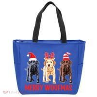 Black Yellow Chocolate Lab Christmas Labrador Merry Woofmas Gift Tote Bag thumb 0
