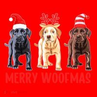 Black Yellow Chocolate Lab Christmas Labrador Merry Woofmas Gift Santa Hat thumb 1