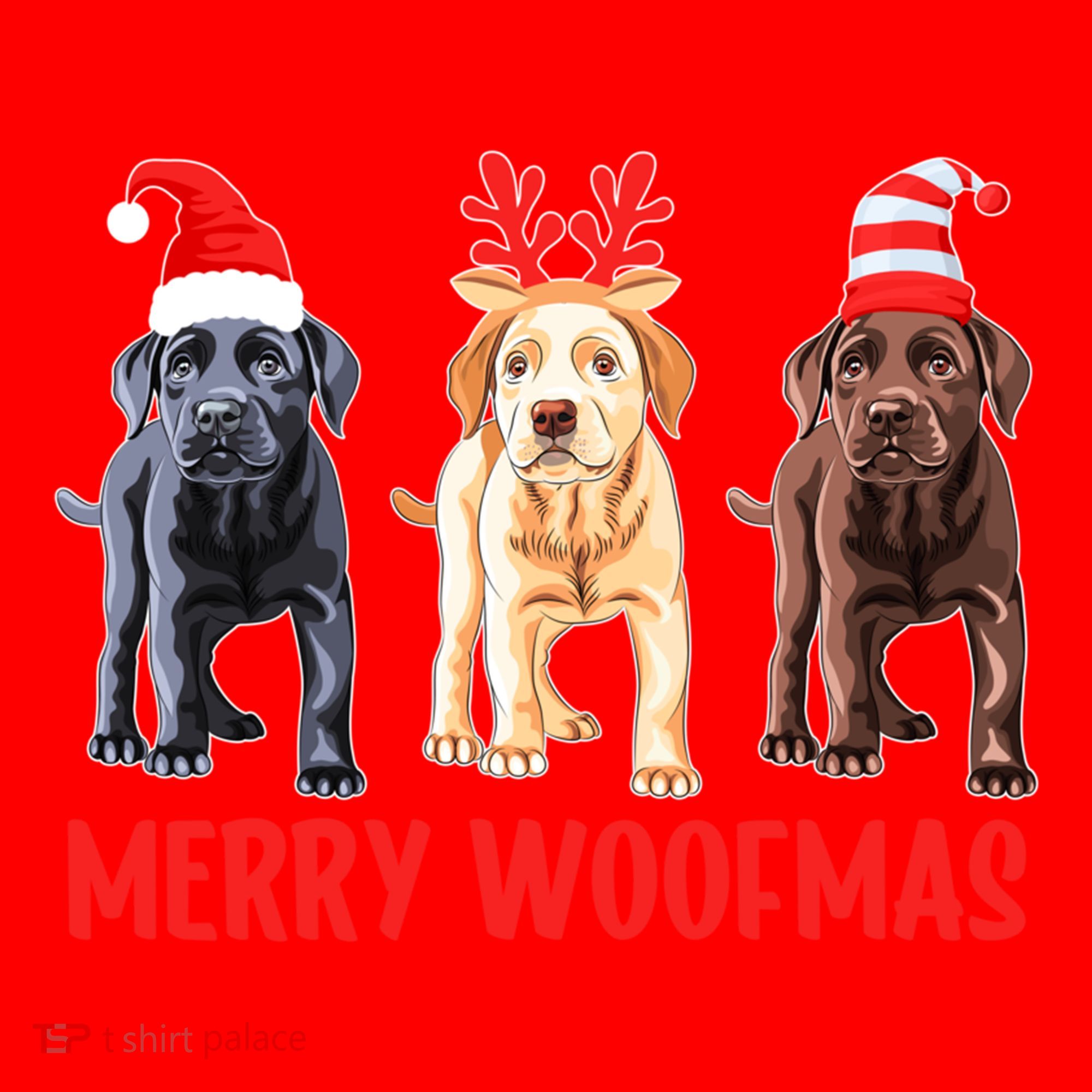 Black Yellow Chocolate Lab Christmas Labrador Merry Woofmas Gift Santa Hat