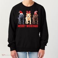 Black Yellow Chocolate Lab Christmas Labrador Merry Woofmas Gift Women's Sweatshirt thumb 0