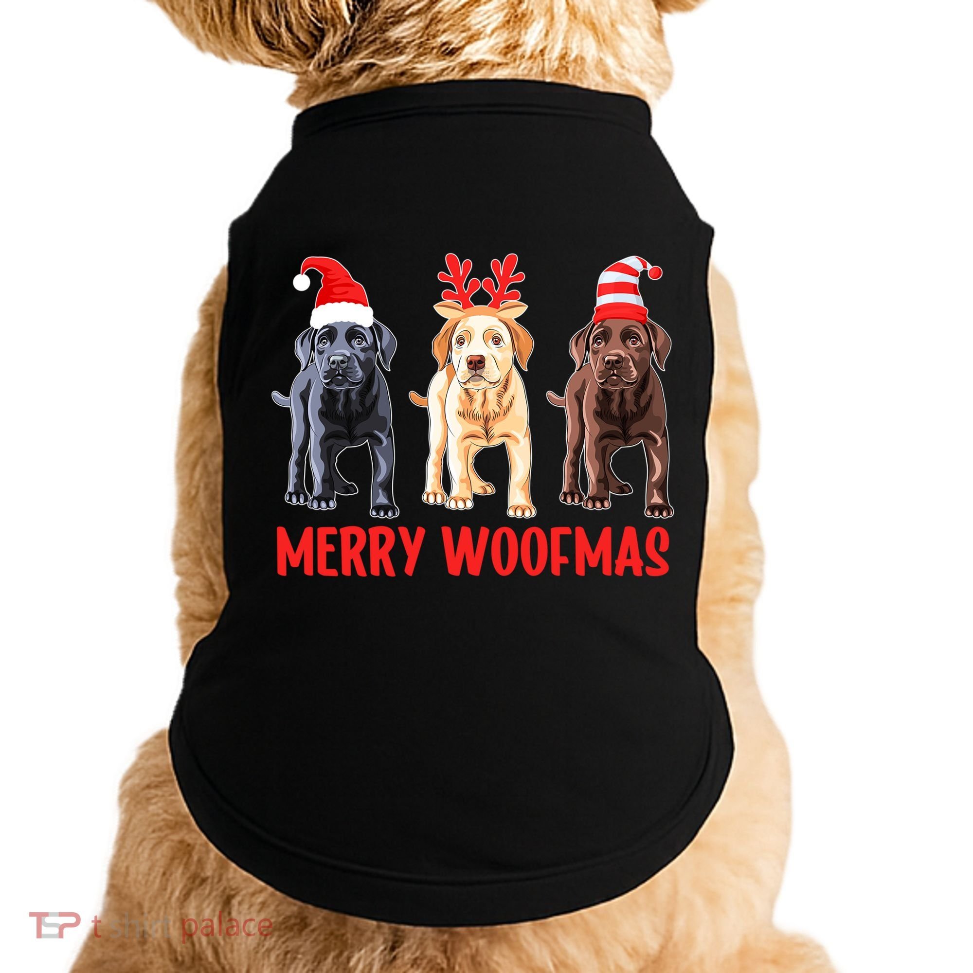 Black Yellow Chocolate Lab Christmas Labrador Merry Woofmas Gift Doggie Tank