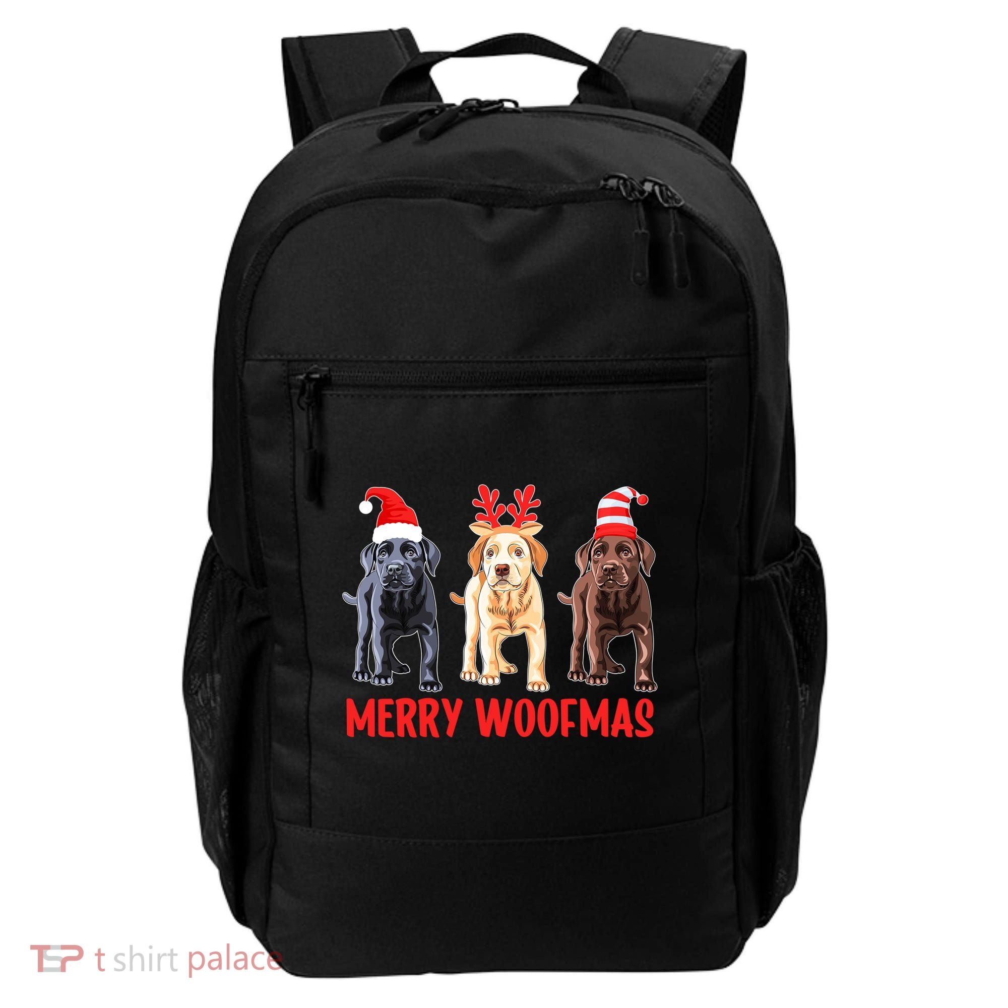 Black Yellow Chocolate Lab Christmas Labrador Merry Woofmas Gift Backpack