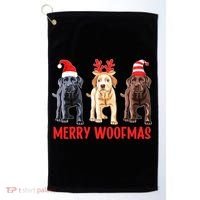 Black Yellow Chocolate Lab Christmas Labrador Merry Woofmas Gift Golf Towel thumb 0