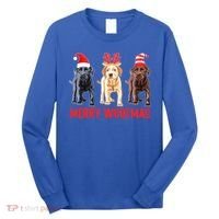 Black Yellow Chocolate Lab Christmas Labrador Merry Woofmas Gift Long Sleeve Shirt thumb 0