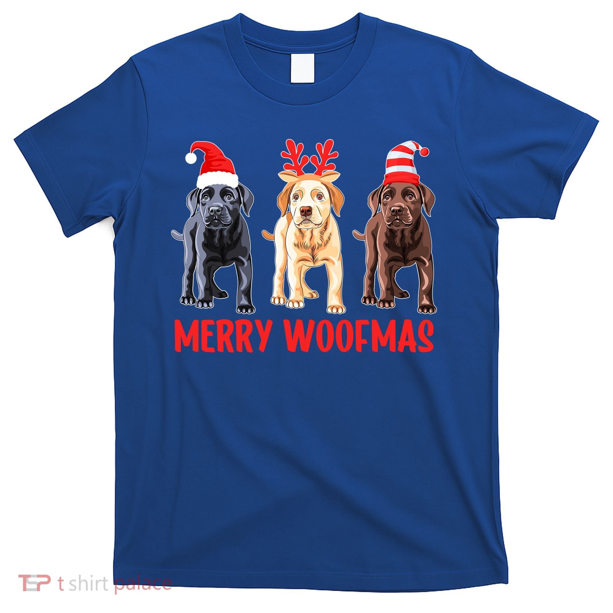 Black Yellow Chocolate Lab Christmas Labrador Merry Woofmas Gift T-Shirt