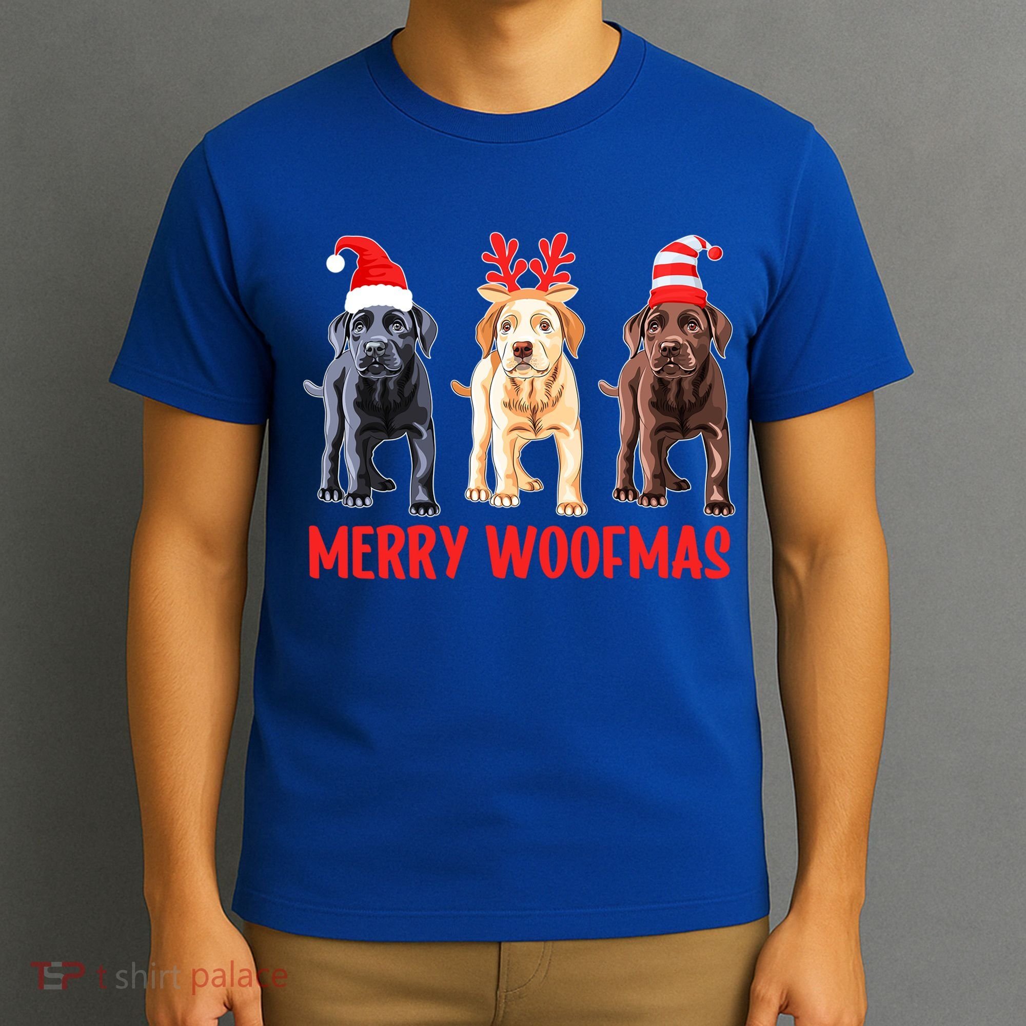 Black Yellow Chocolate Lab Christmas Labrador Merry Woofmas Gift T-Shirt