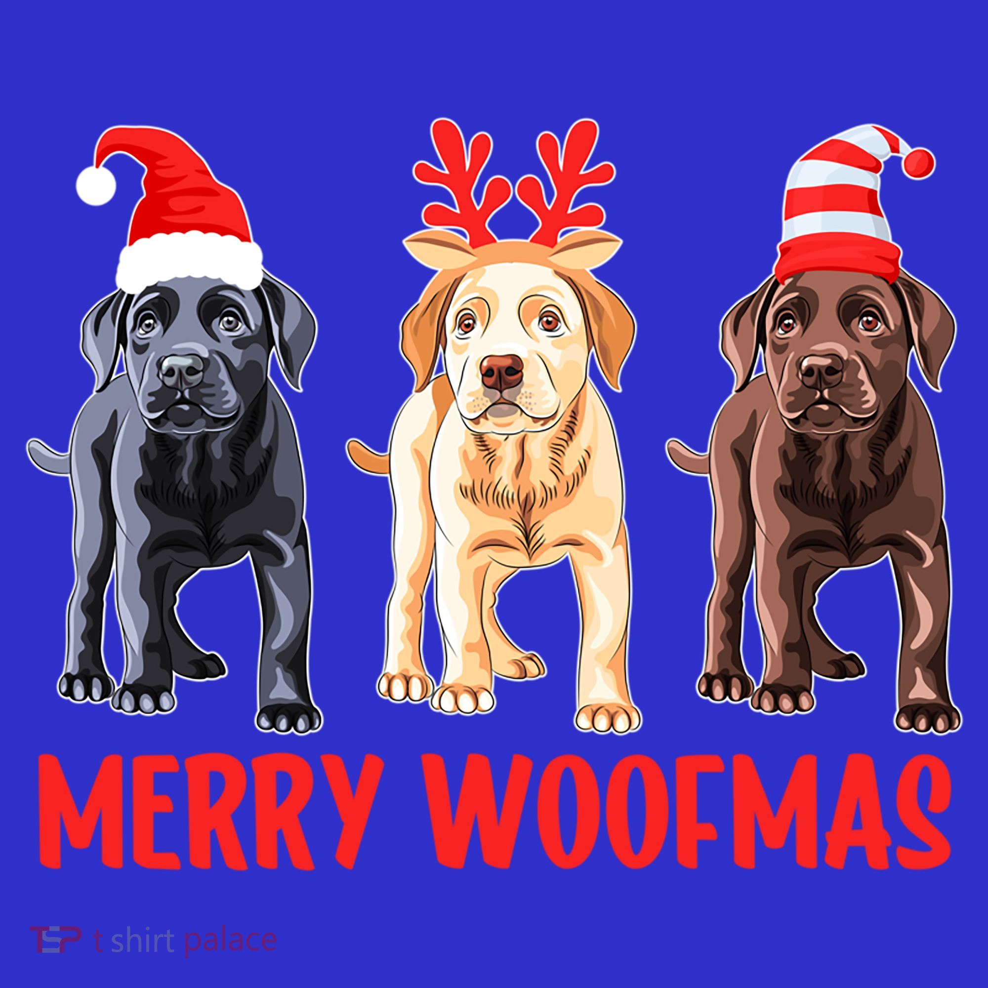 Black Yellow Chocolate Lab Christmas Labrador Merry Woofmas Gift Coaster
