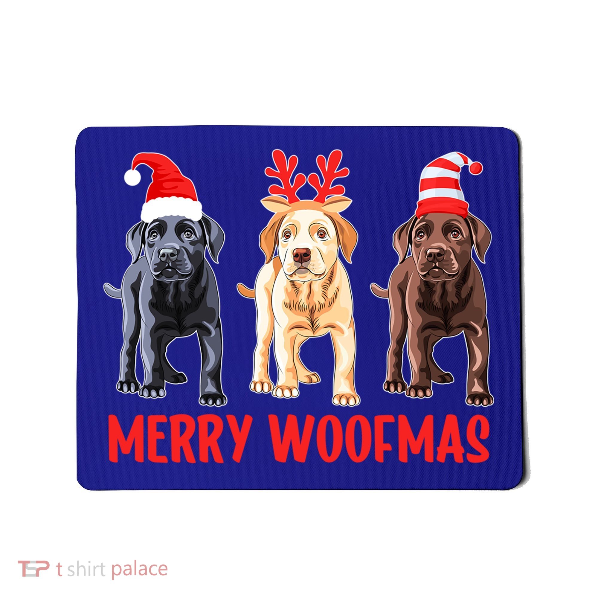 Black Yellow Chocolate Lab Christmas Labrador Merry Woofmas Gift Mousepad
