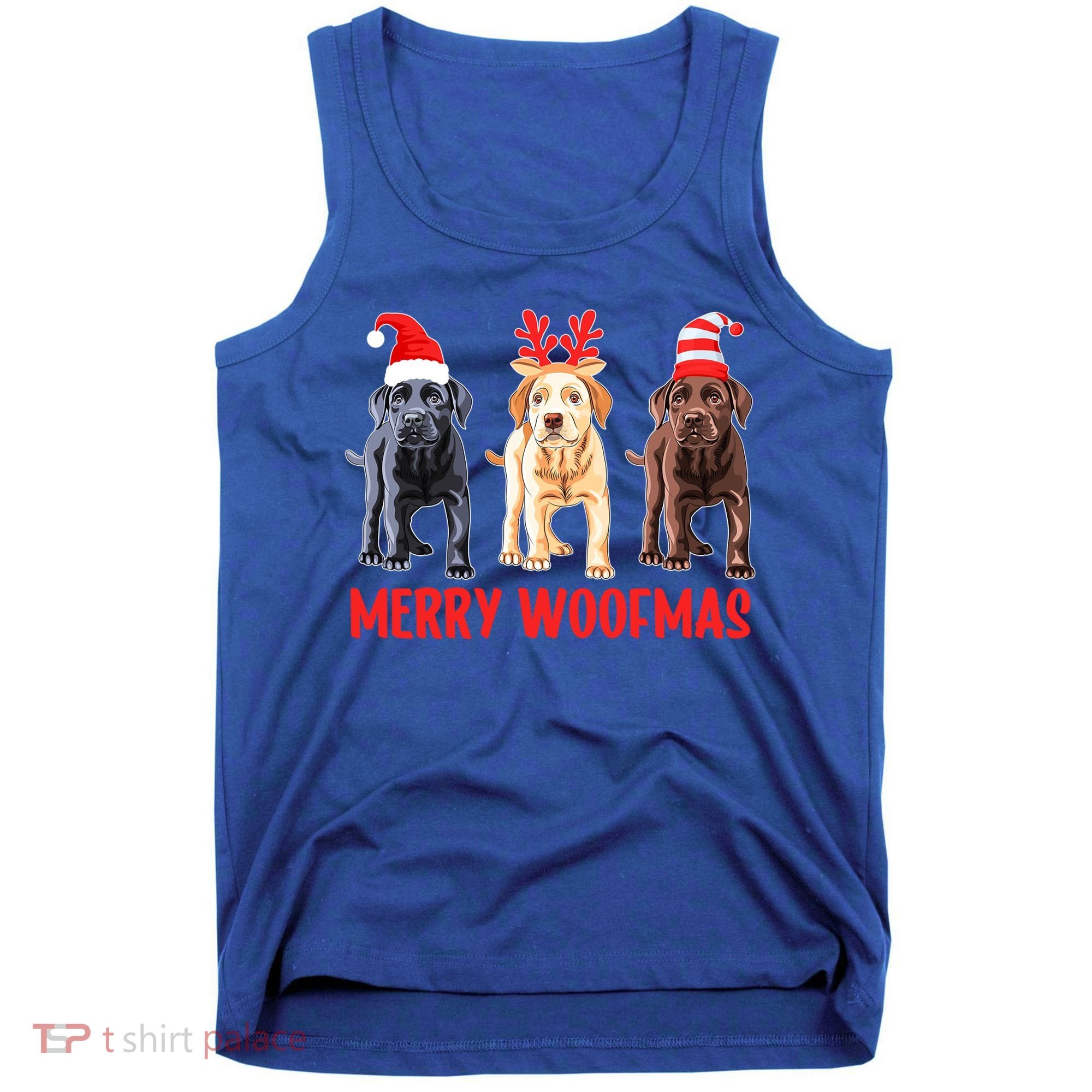 Black Yellow Chocolate Lab Christmas Labrador Merry Woofmas Gift Tank Top