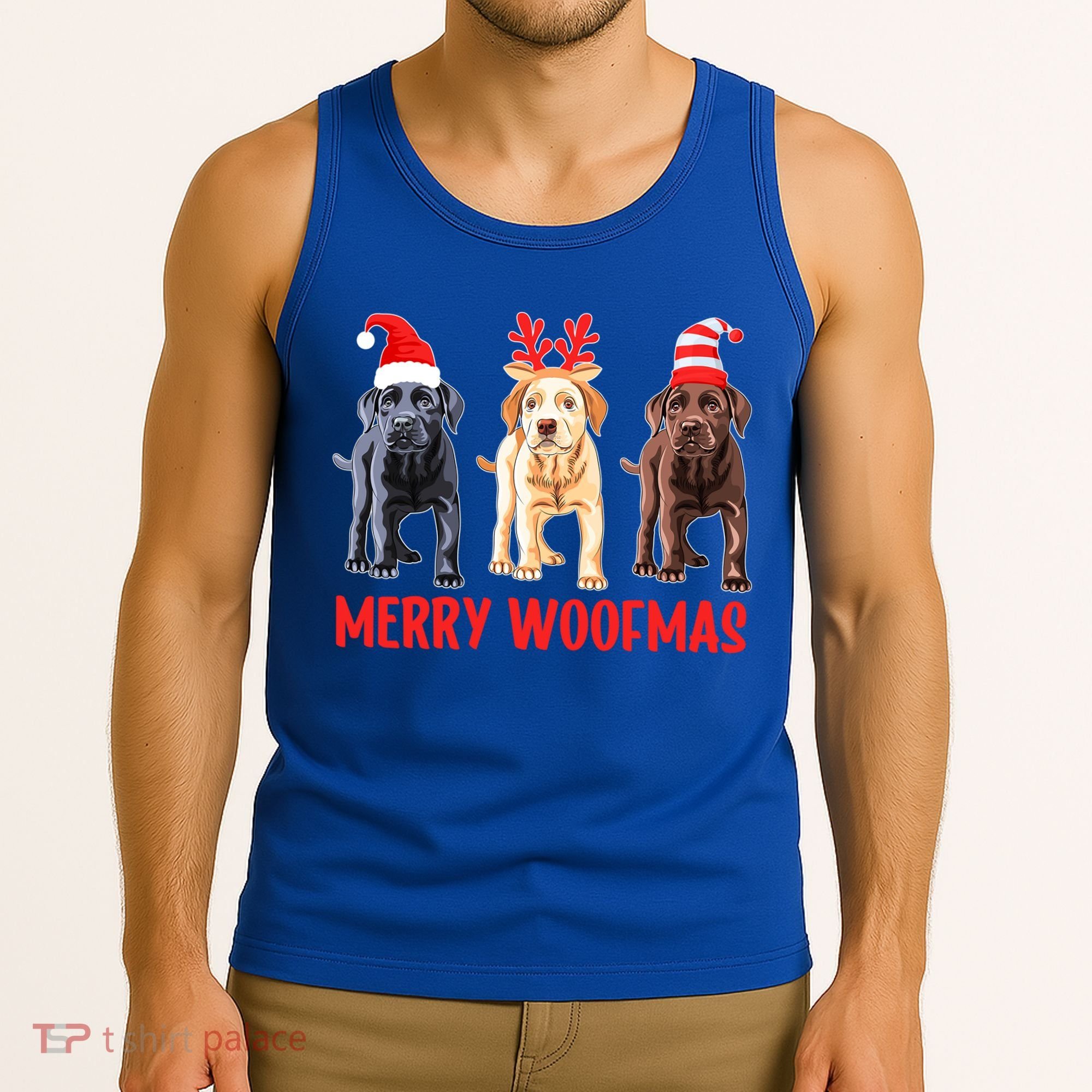 Black Yellow Chocolate Lab Christmas Labrador Merry Woofmas Gift Tank Top