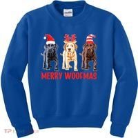 Black Yellow Chocolate Lab Christmas Labrador Merry Woofmas Gift Kids Sweatshirt thumb 0
