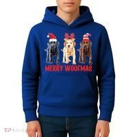 Black Yellow Chocolate Lab Christmas Labrador Merry Woofmas Gift Kids Hoodie thumb 4