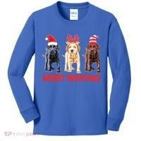 Black Yellow Chocolate Lab Christmas Labrador Merry Woofmas Gift Kids Long Sleeve Shirt thumb 0
