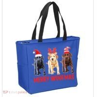 Black Yellow Chocolate Lab Christmas Labrador Merry Woofmas Gift Tote Bag thumb 2