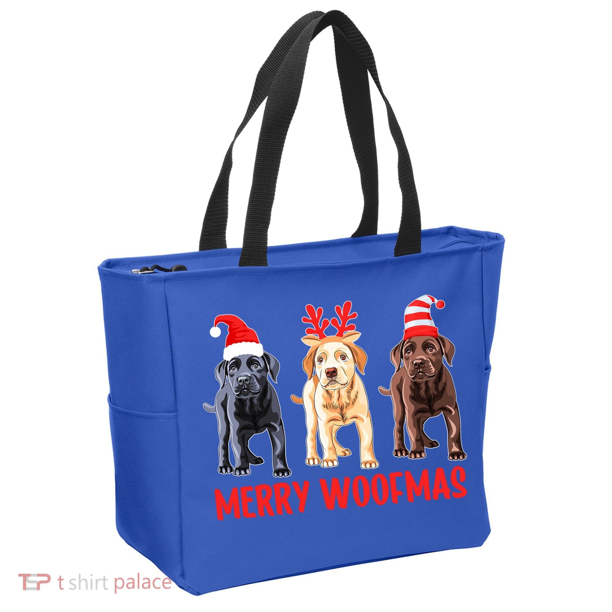 Black Yellow Chocolate Lab Christmas Labrador Merry Woofmas Gift Tote Bag