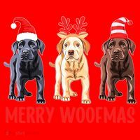 Black Yellow Chocolate Lab Christmas Labrador Merry Woofmas Gift Santa Hat thumb 1
