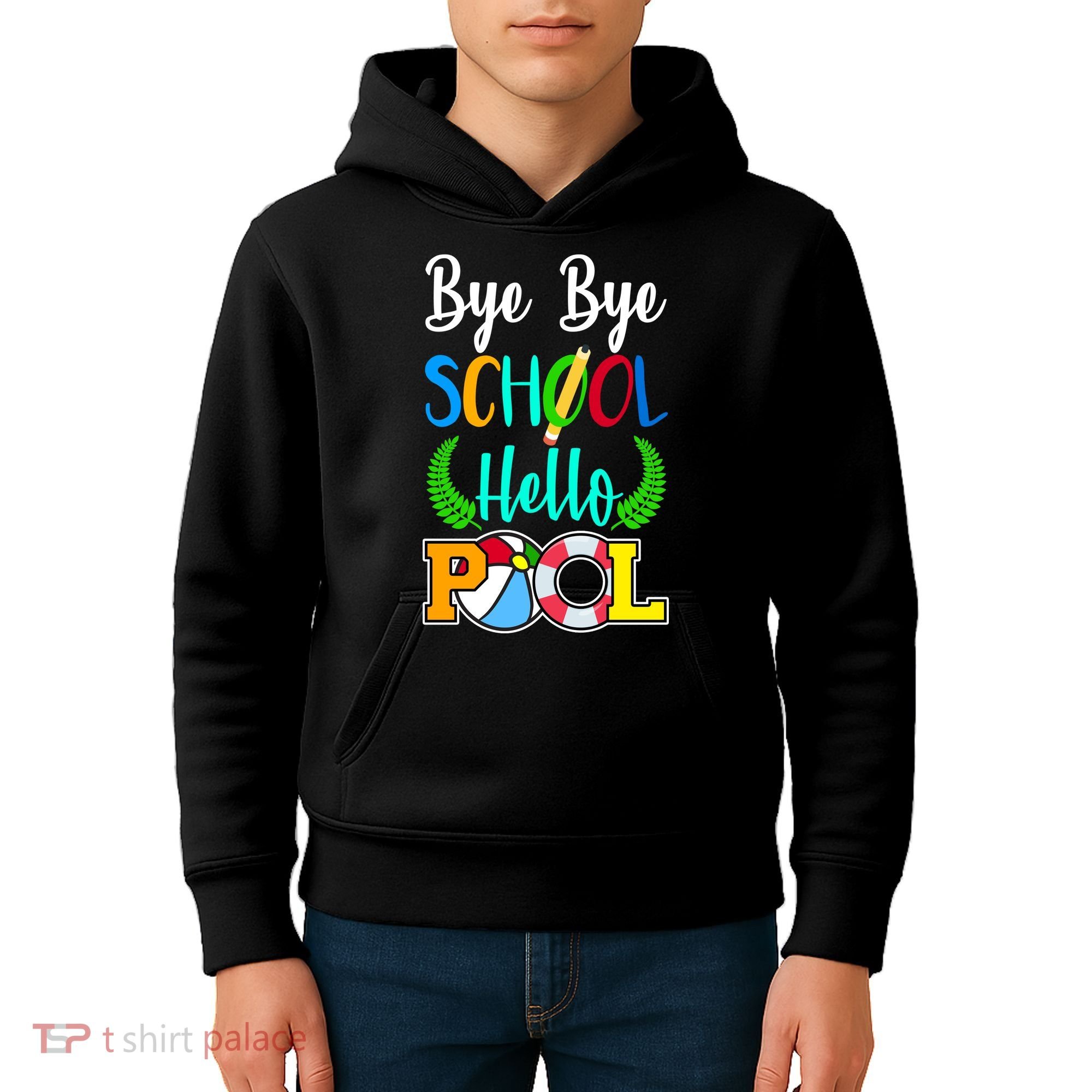 Bye Bye School Hello Pool Kids Hoodie