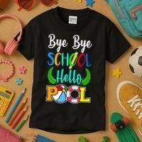 Bye Bye School Hello Pool Kids T-Shirt thumb 3