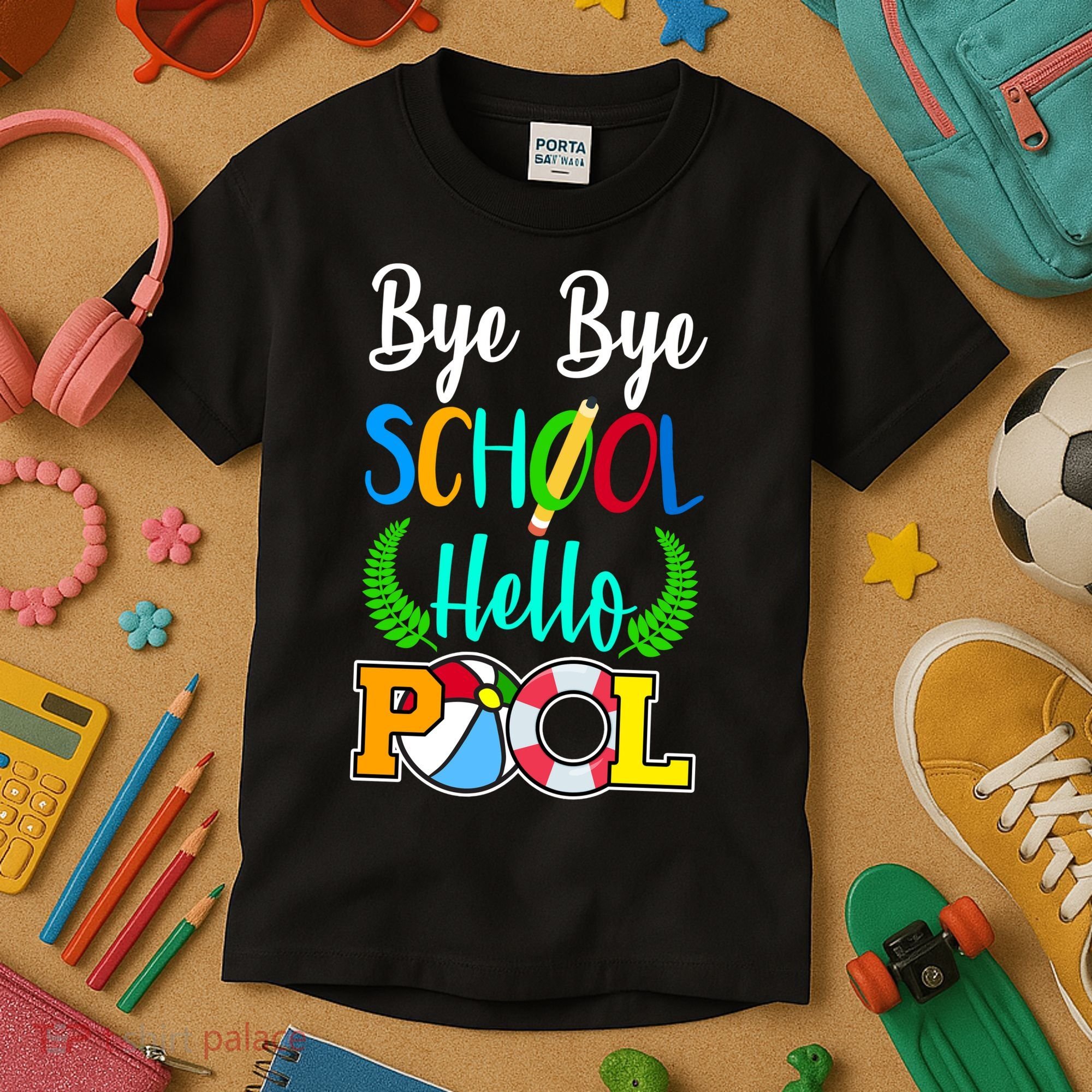 Bye Bye School Hello Pool Kids T-Shirt