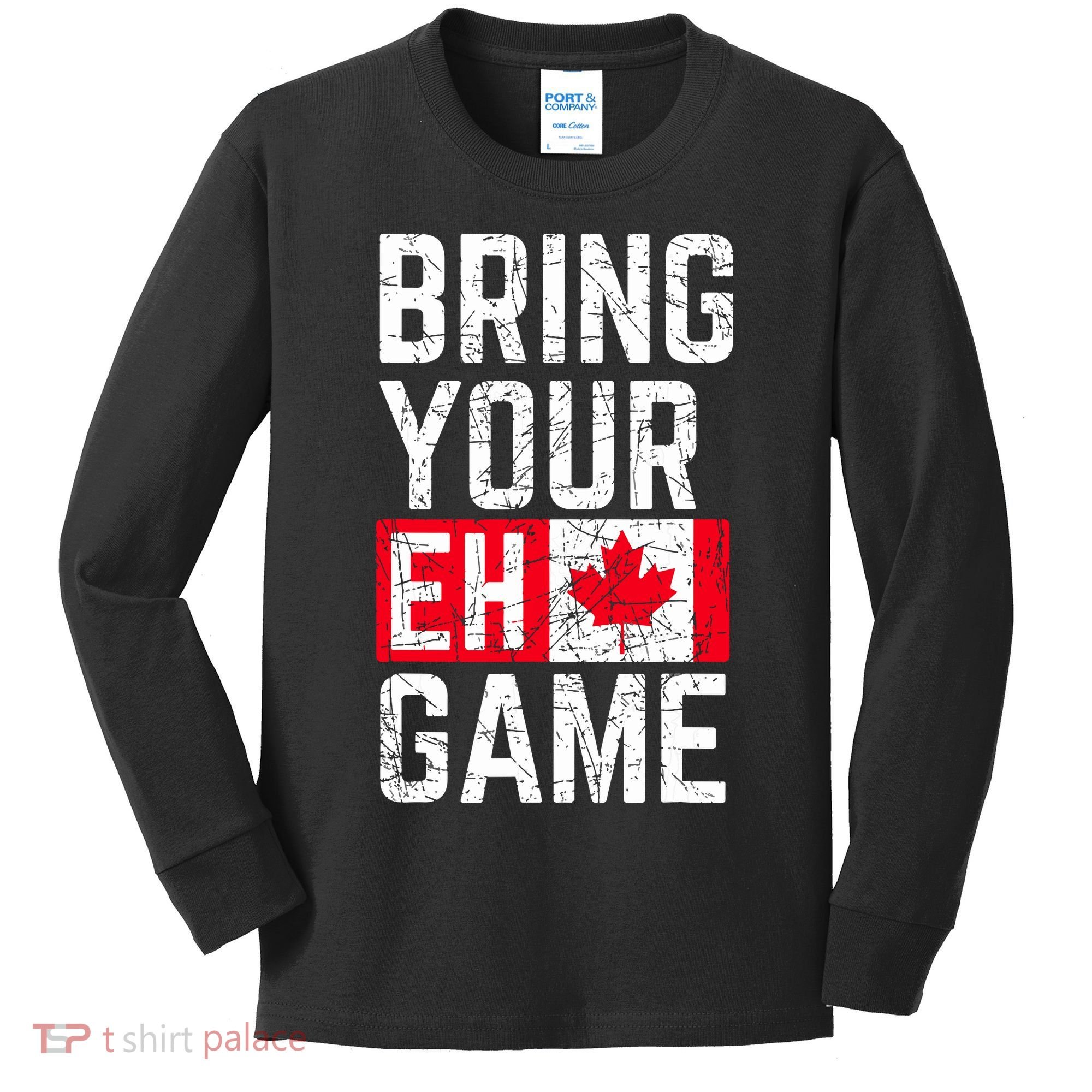 Bring Your Eh Game Canadian Flag Canada Pride Kids Long Sleeve Shirt