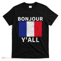 Bonjour YAll French Flag France Pride Funny Print T-Shirt thumb 0