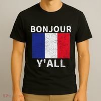 Bonjour YAll French Flag France Pride Funny Print T-Shirt thumb 3