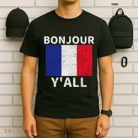 Bonjour YAll French Flag France Pride Funny Print T-Shirt thumb 6