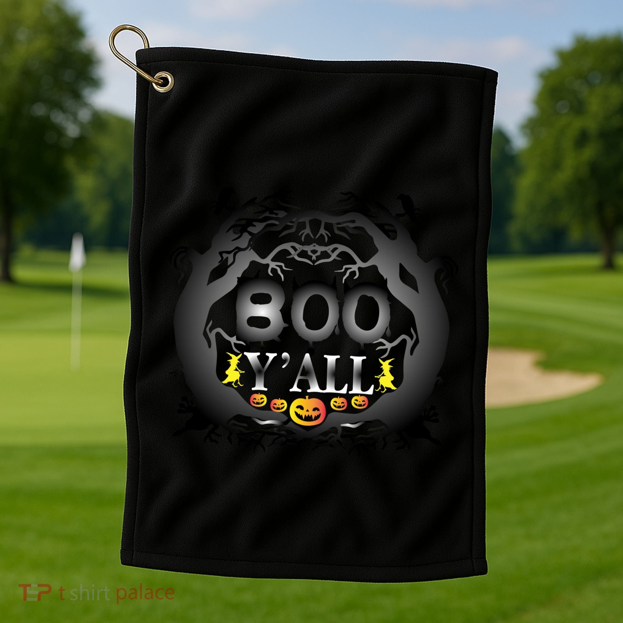 Boo Y'all Funny Halloween Golf Towel