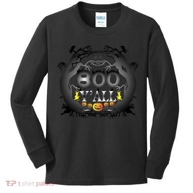 Boo Y'all Funny Halloween Kids Long Sleeve Shirt