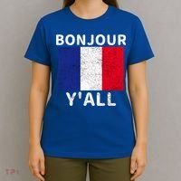 Bonjour Y'all French Flag France Pride  T-Shirt thumb 4