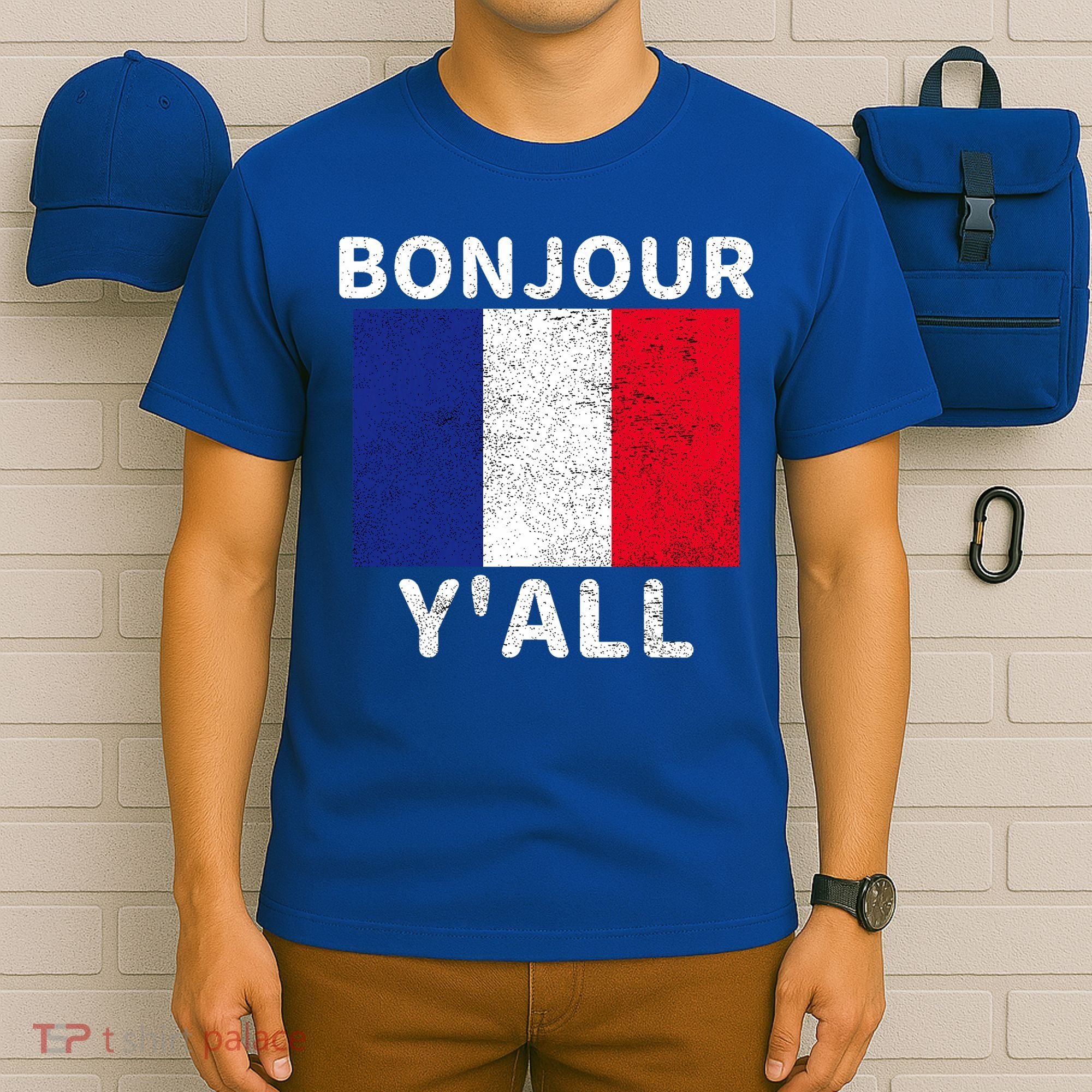 Bonjour Y'all French Flag France Pride  T-Shirt