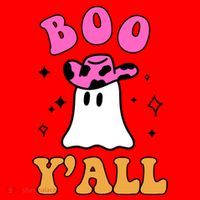 Boo Yall Ghost Halloween Santa Hat thumb 1