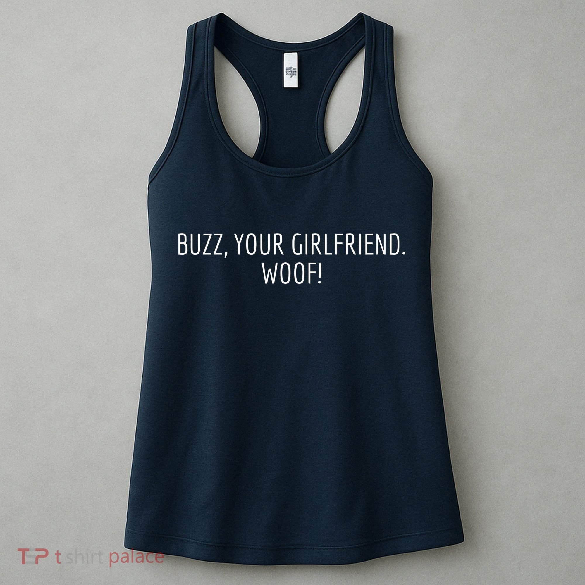 Buzz Your Girlfriend Woof Funny Christmas Sayings Women's Tank Top