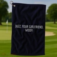 Buzz Your Girlfriend Woof Funny Christmas Sayings Golf Towel thumb 1
