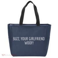 Buzz Your Girlfriend Woof Funny Christmas Sayings Tote Bag thumb 0