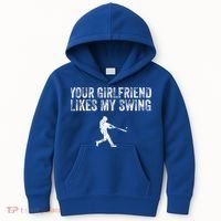 Baseball Your Girlfriend Likes My Swing Kids Hoodie thumb 0