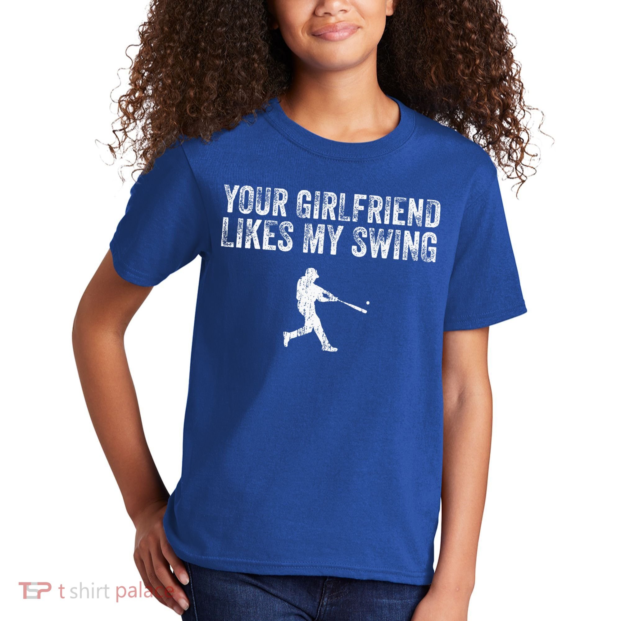Baseball Your Girlfriend Likes My Swing Kids T-Shirt