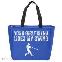 Baseball Your Girlfriend Likes My Swing Tote Bag thumb 0