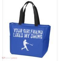 Baseball Your Girlfriend Likes My Swing Tote Bag thumb 3