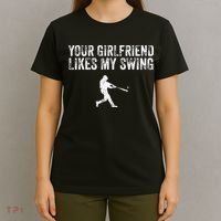 Baseball Your Girlfriend Likes My Swing Vintage T-Shirt thumb 4