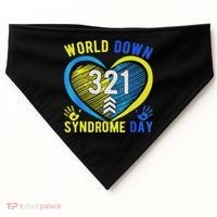 Blue Yellow Heart 21 World Down Syndrome Awareness Day USA-Made Doggie Bandana thumb 0