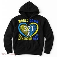 Blue Yellow Heart 21 World Down Syndrome Awareness Day Hoodie thumb 0