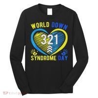 Blue Yellow Heart 21 World Down Syndrome Awareness Day Long Sleeve Shirt thumb 0