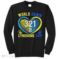 Blue Yellow Heart 21 World Down Syndrome Awareness Day Sweatshirt thumb 0