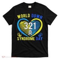 Blue Yellow Heart 21 World Down Syndrome Awareness Day T-Shirt thumb 0