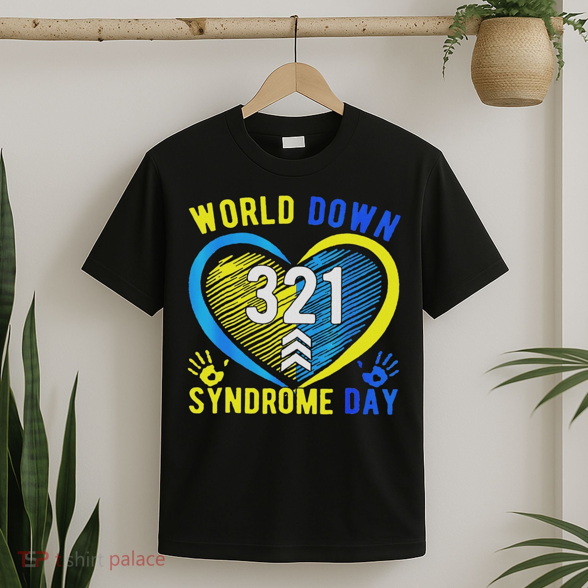 Blue Yellow Heart 21 World Down Syndrome Awareness Day T-Shirt